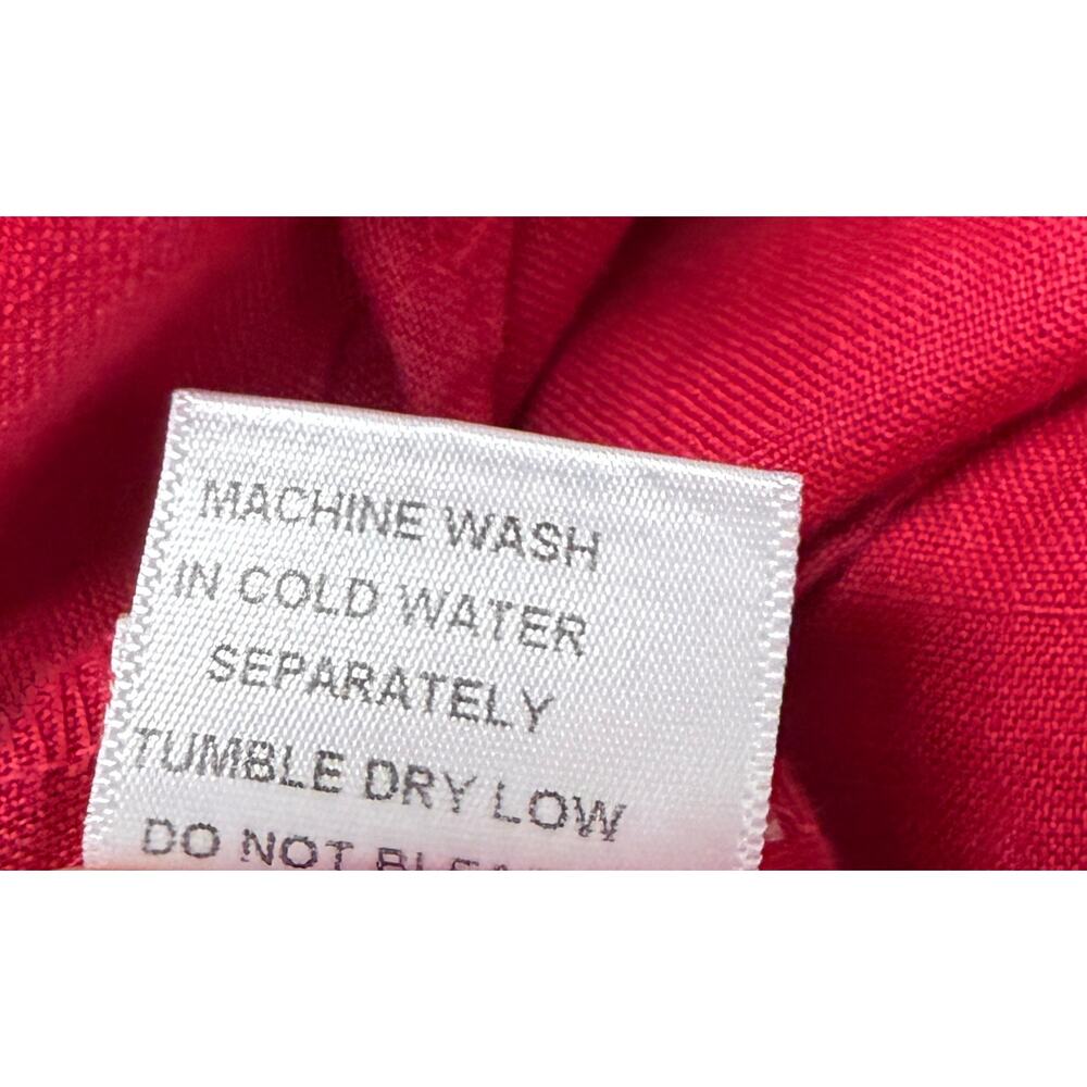 Kleen 100% Linen Red Blouse Womens Small Roll Tab Sleeve Lightweight Summer Top - Picture 8 of 8